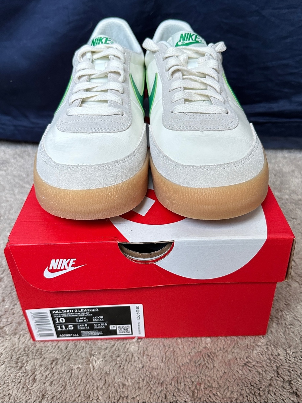 Nike Killshot 2 Leather Sneakers with Green Swoosh and Gum Sole - Picture 3 of 8